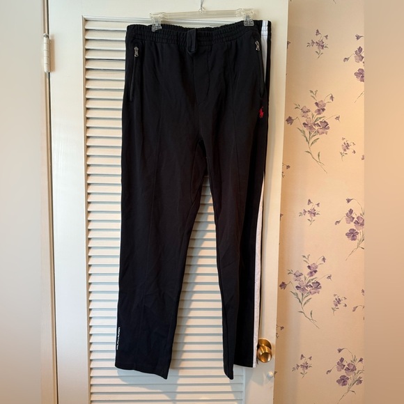 Polo Ralph Lauren Black Pants with White Stripe and Zippered Pockets in Size XL - Picture 1 of 11